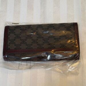 CELINE Macadam Pattern Bifold Long Wallet Bill Compartment Coin Pocket